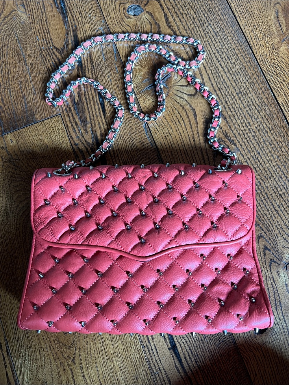 Rebecca Minkoff Coral Quilted Studded Crossbody with Chain-Trim Strap